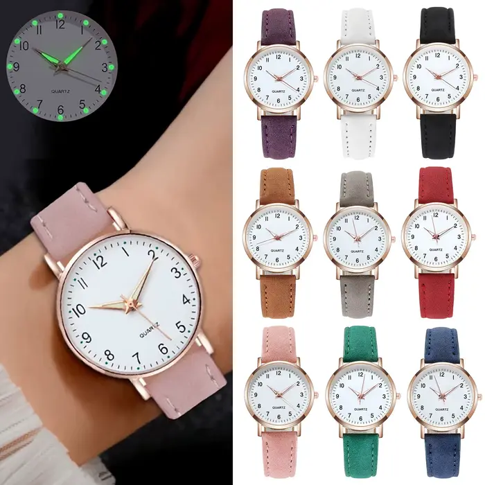 Montre de mode pour femmes en cuir montres à Quartz dames de luxe rétro-éclairage montre-bracelet horloge relogio feminino