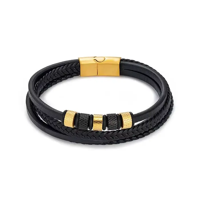 Bracelet de luxe en perles d'acier inoxydable pour hommes