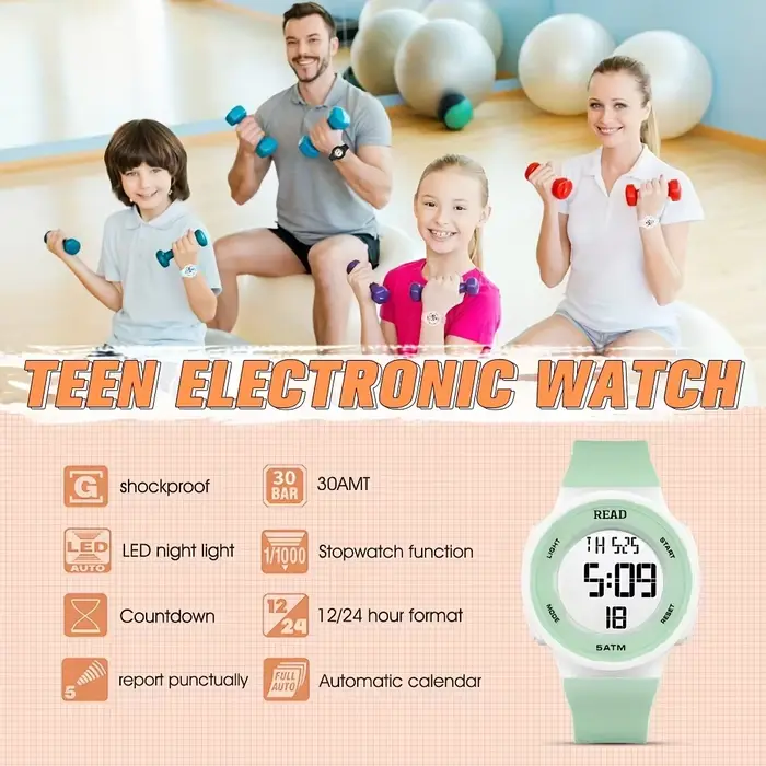 Montre LED haute résolution pour femmes résistante à l'eau multifonctionnelle en silicone pour activités de plein air et vie quotidienne