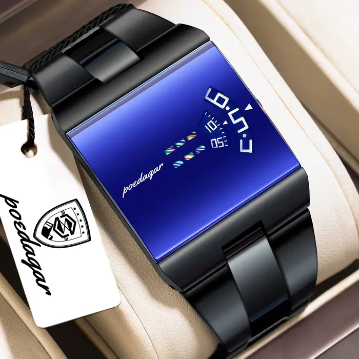 Montre homme POEDAGAR Top Rectangle Original, étanche, mode, bracelet en acier inoxydable, quartz, s