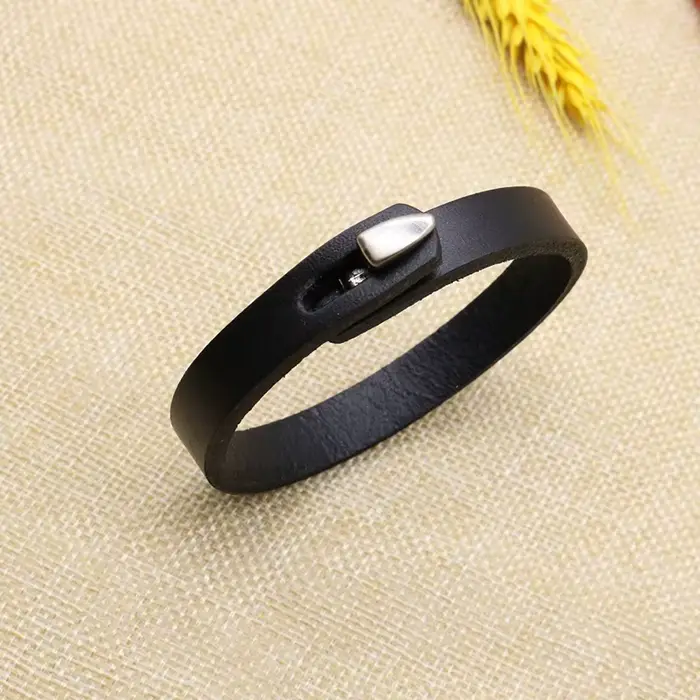 Bracelet Vintage en Cuir group pour Homme et Femme, Manchette Rétro, Crochets Classiques, Bijoux Cad
