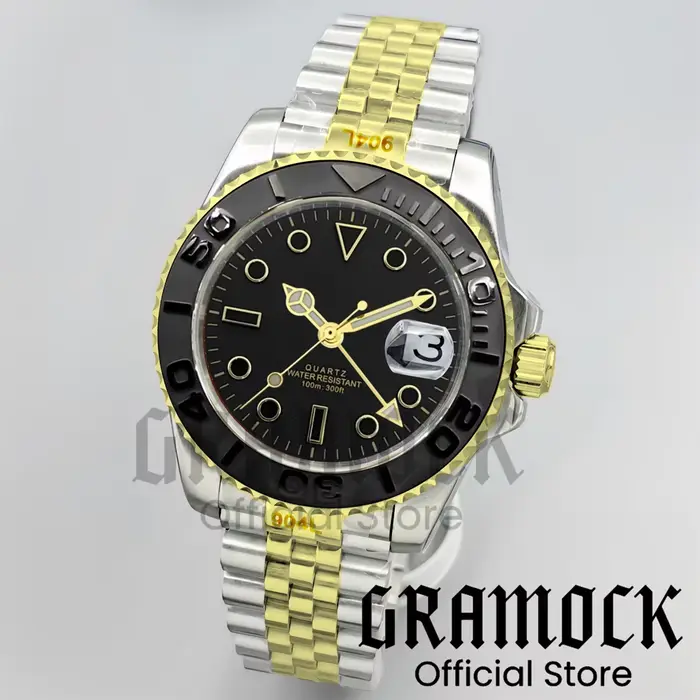 Gramock 40MM GMT montre pour hommes bleu ciel lunette en céramique acier bracelet huître montres
