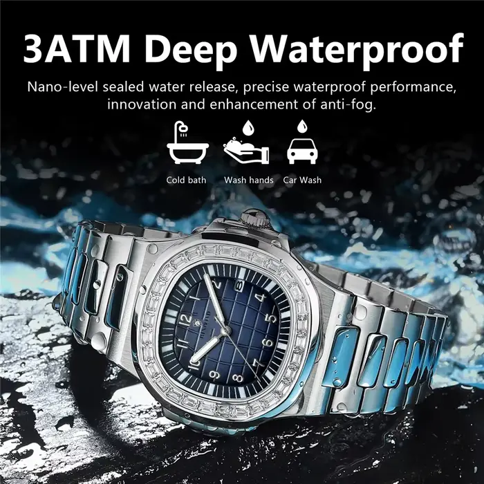 Montres-bracelets à Quartz de mode nouvelle montre en diamant étanche pour Homme montres automatiques hommes horloge