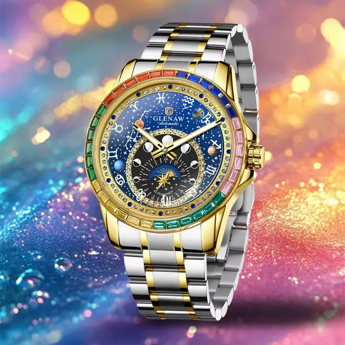 Nouvelle Montre Mécanique GLENAW 2025 Cercle Arc-en-ciel pour Hommes