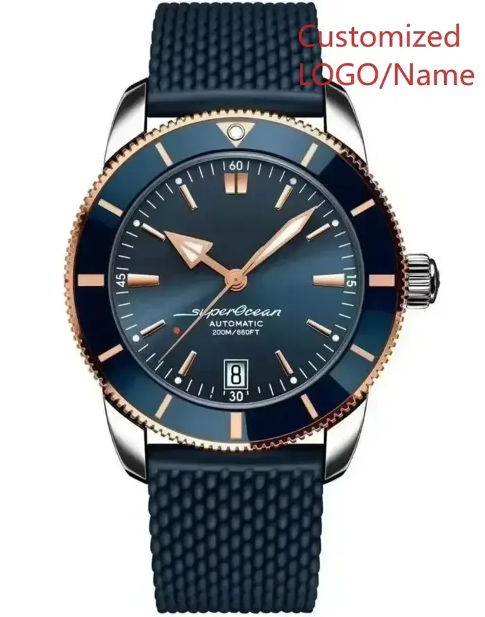 Montre Superocean personnalisée homme avec mouvement automatique résistance à l'eau 3 bars design luxe occasions spéciales sportives