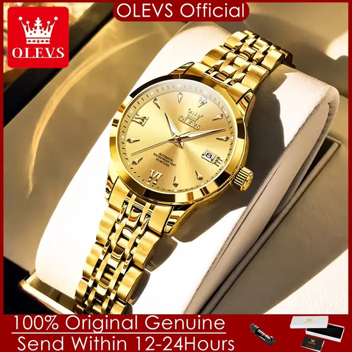 OLEVS 9956 montre mécanique pour femmes étanche double calendrier dames