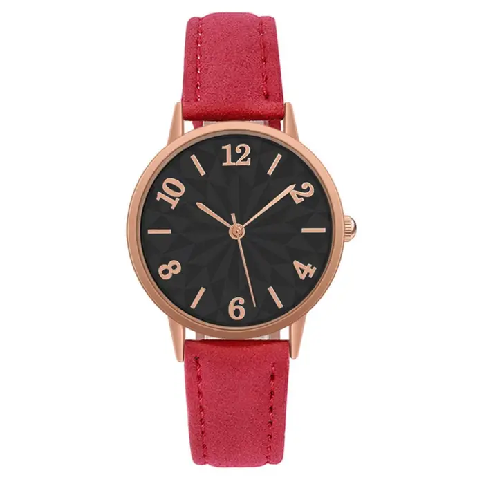 Montre Numérique à Quartz avec Bracelet en Cuir Givré pour Femme et Fille