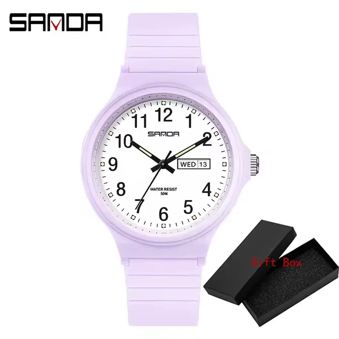 Mode Sanda Top marque Calenda montre à Quartz minimalisme Style dames montre-bracelet Simple noir blanc étanche