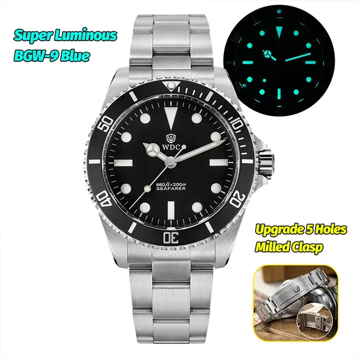 Watchdives WD5513Q Montre à quartz haut de gamme VH31 Mouvement à balayage Saphir AR Lumineux Étanche 20 bars Acier 40 mm Montre-bracelet rétro pour homme