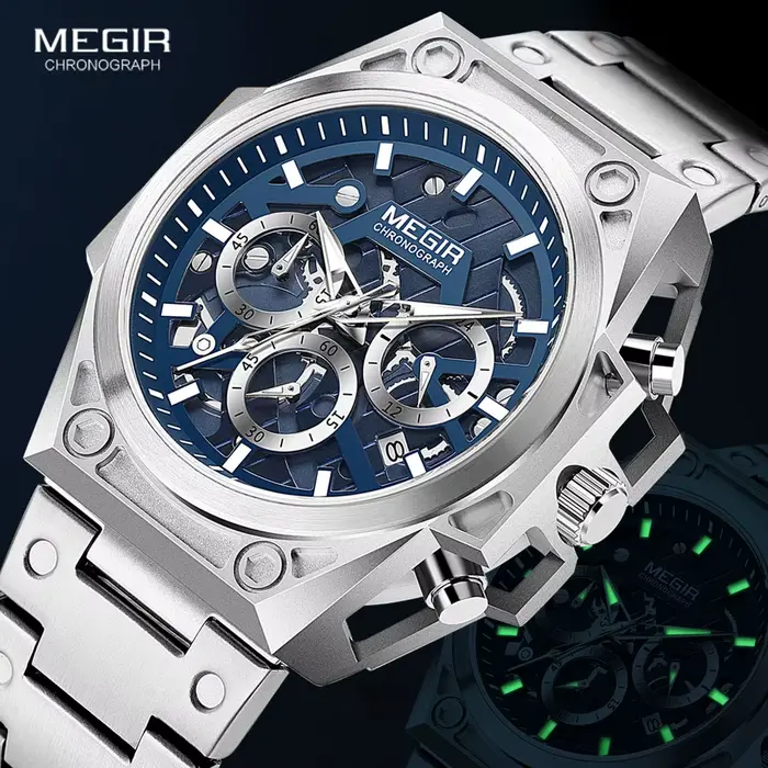 MEGIR – montre-bracelet en acier inoxydable pour hommes