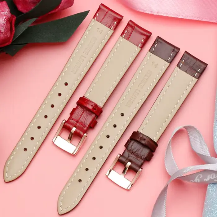 Bracelet de montre en cuir véritable avec fermoir pin pour montres traditionnelles femmes styles variés occasions spéciales