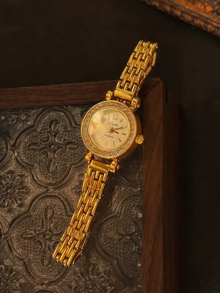 1 pièce de nouvelle montre vintage de style français avec incrustation de strass