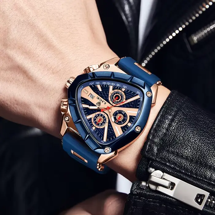 LIGE mode hommes montre Triangle chronographe militaire montre-bracelet Sport armée