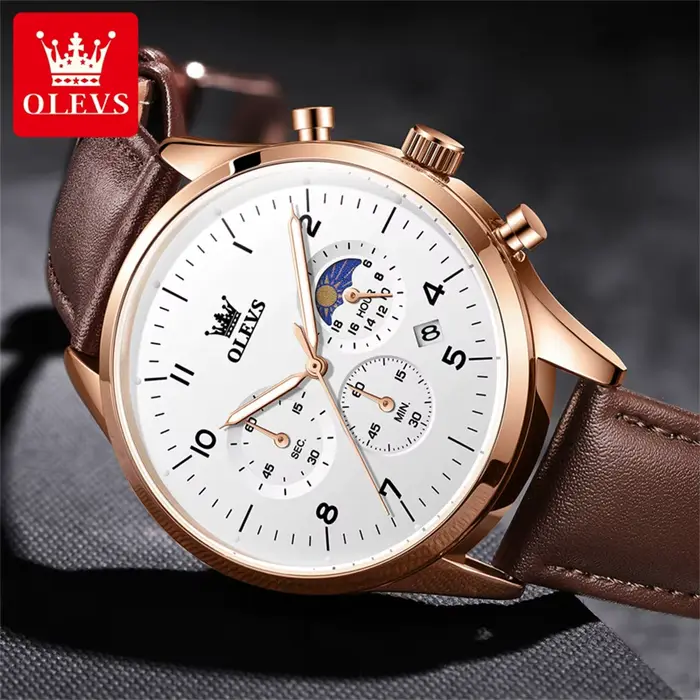 Montre-bracelet chronographe à quartz étanche pour homme