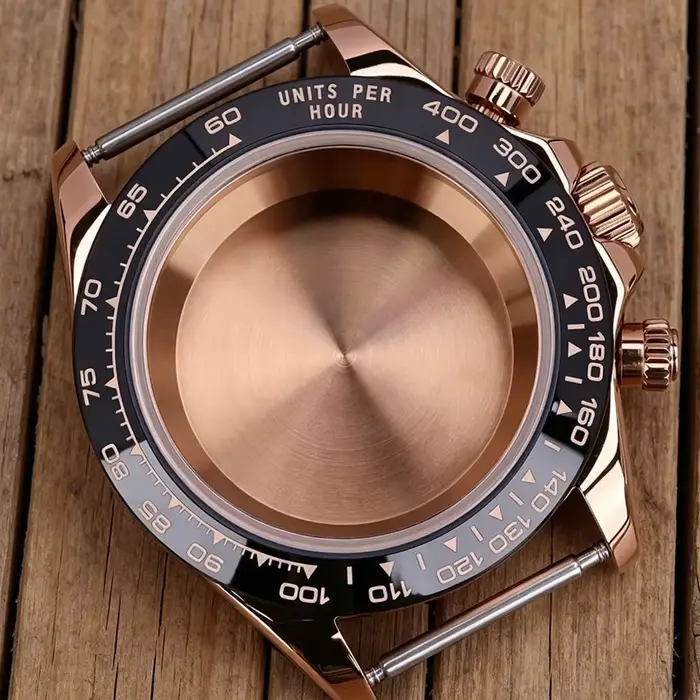 Boîtier de montre en or rose pour femmes, 39MM, verre saphir, compatible Seiko VK63 Movt, acier 316L, étanche, accessoires de haute qualité pour occasions spéciales