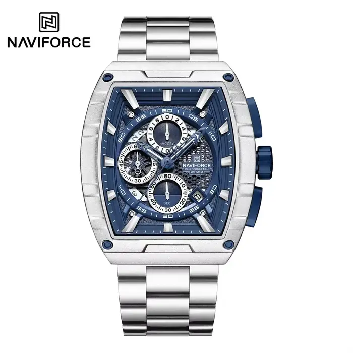 NAVIFORCE Montre-bracelet à quartz tonneau de luxe, montre pour homme de marque supérieure, chronogr