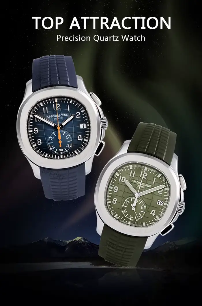 Produits de livraison directe 2025 hommes montre Specht & Sohne japon chronographe Quartz montre-bracelet or Rose Relogio Masculino 50M étanche
