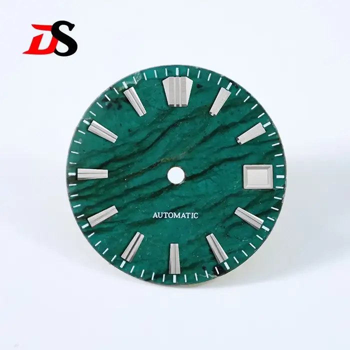 Cadran en pierre de labradorite verte de 28,5 mm, cadran NH35 sans luminescence, mouvement NH38NH35,