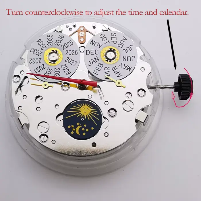 Mouvement de montre multifonction ST1655, phase de lune, date/jour, mouvement mécanique automatique