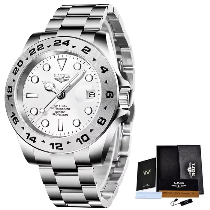 Montres-bracelets LIGE 2025 pour hommes, montres de luxe en acier inoxydable pour hommes, montre de 