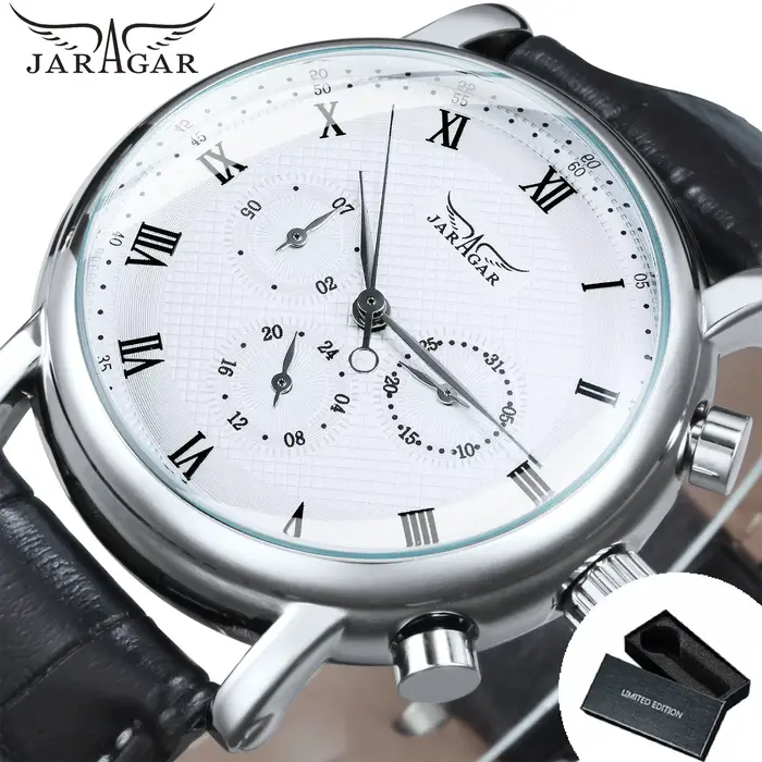 Jaragar Pilot – montre mécanique multifonction pour hommes, affichage de la semaine 24 heures, brace