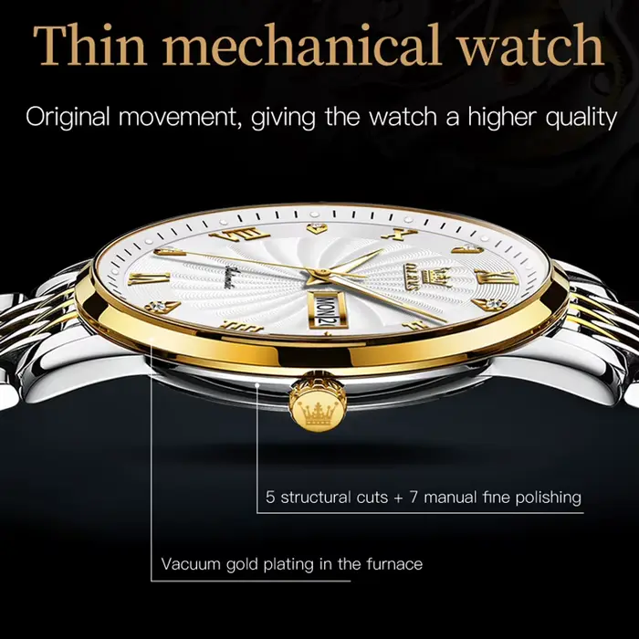 Montre OLEVS pour Hommes Automatique Mécanique Bracelet Acier Élégante Occasions Spéciales