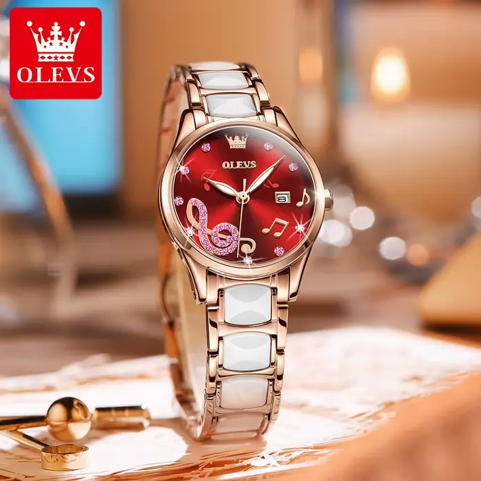 OLEVS 3605 montres pour femmes Top marque de mode montre-bracelet mécanique Zircon échelle montre pour dames étanche chronographe Date