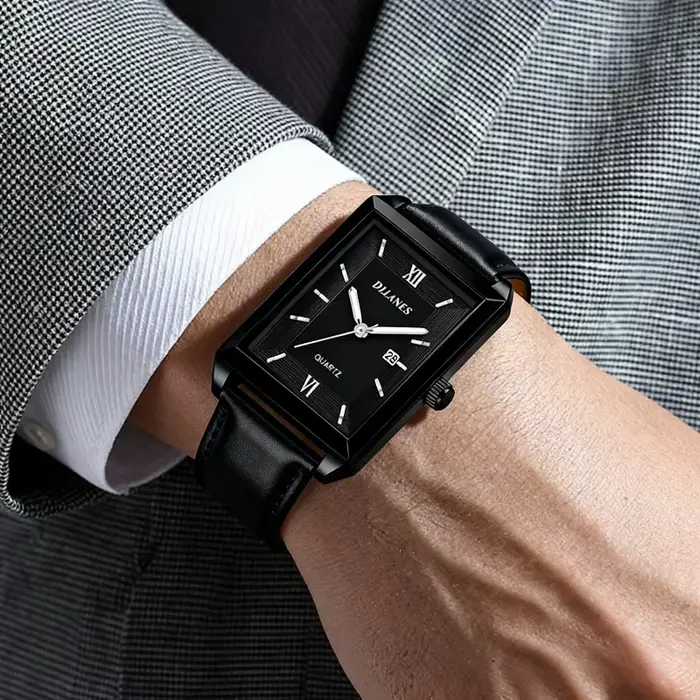 Top marque hommes montres mode Simple bracelet en cuir analogique Quartz
