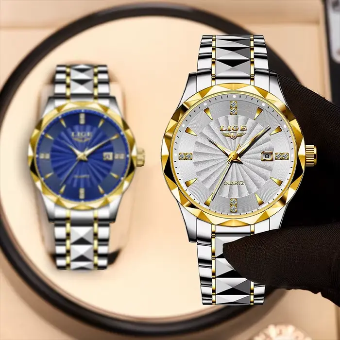 Montre LIGE luxe femme mode sport étanche acier inoxydable avec date automatique et calendrier complet pour diverses occasions et activités outdoor