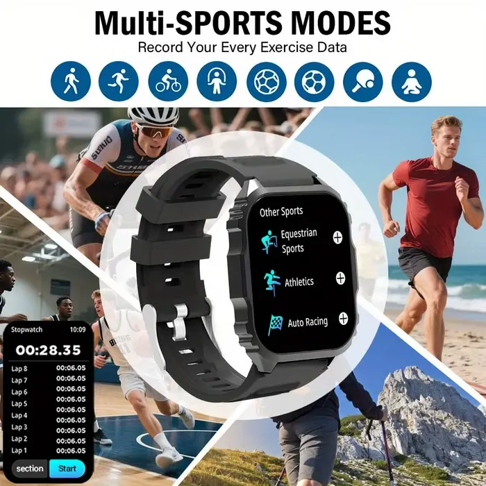 Montre Connectée ERUN Sportive avec Assistant Vocal Alexa et Modes Multisports pour Hommes Occasions Spéciales Activités Physiques