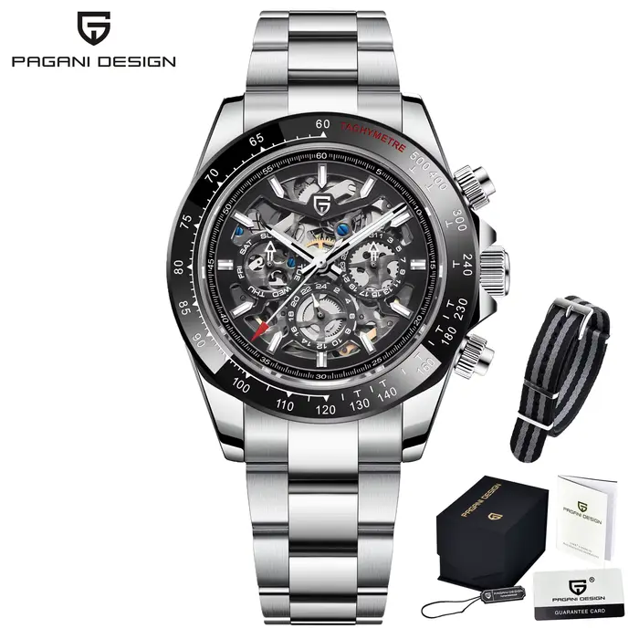 Montre à gousset — PAGANI DESIGN Nouvelle montre mécanique automatique pour homme en acier inoxydabl
