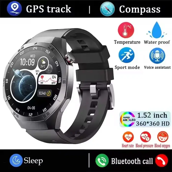 Montre intelligente 5 Pro GPS NFC Smartwatch hommes 360*360 AMOLED écran moniteur de fréquence cardiaque Bluetooth