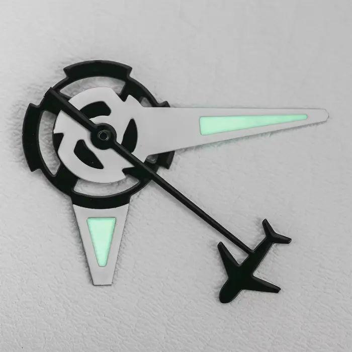 Aiguilles de montre mécaniques lumineuses vertes en forme d'engrenage pour mouvements NH35/NH36/4R/7S avec options de style aviation minimaliste et engrenage pour hommes et femmes occasions spéciales