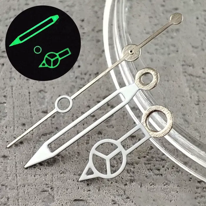 Aiguilles de Montre Vertes, Pointeur Évidé, Adapté au Mouvement NH35/NH36/34/70/72/4R