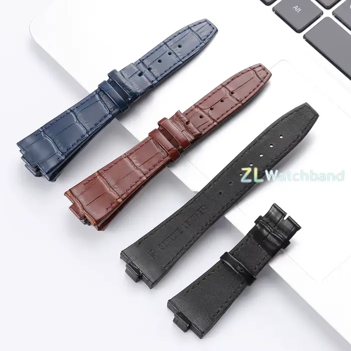 Bracelet de montre en cuir de haute qualité 25mmx8.5mm pour Vacheron Constantin Overseas 47450 49150 47040 4500V 5500V