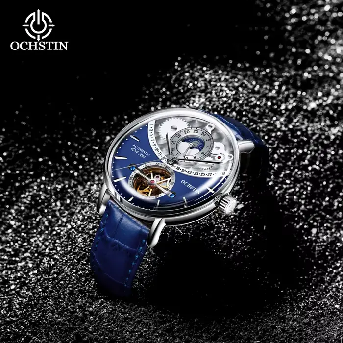 Ochstin modèle chaud soleil et lune montre entièrement automatique volant d'inertie mouvement mécanique