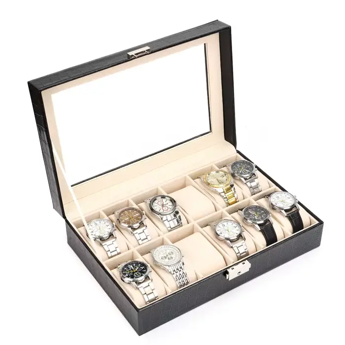 Boîte de présentation de montre-bracelet en cuir PU