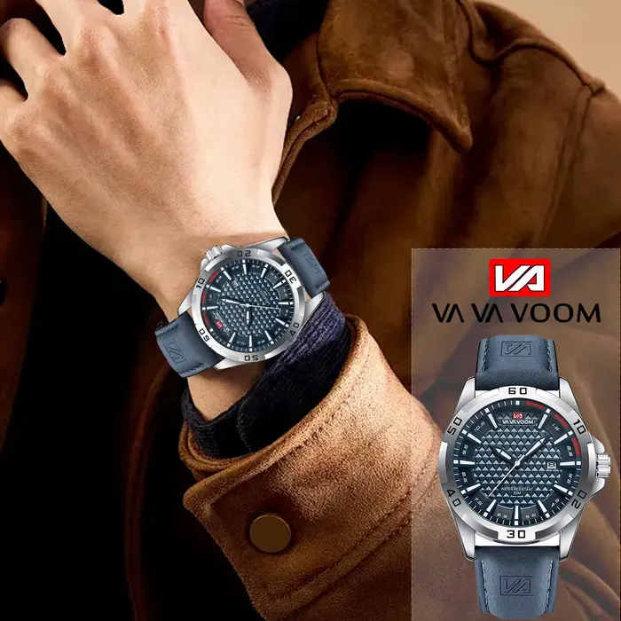 Montre-bracelet Quartz VA VA VOOM Style Militaire Décontracté pour Hommes Occasions Spéciales Robuste Polyvalente