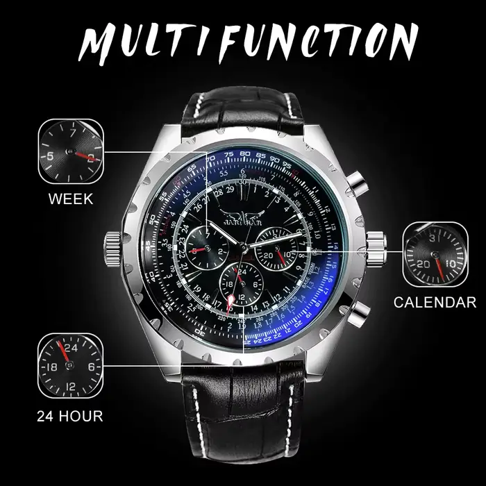 Montre T-WINNER en acier inoxydable automatique avec affichage de la semaine et sécurité pour hommes occasions spéciales sportives élégantes