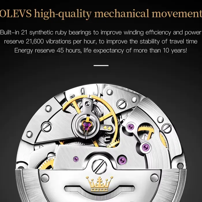 Montre OLEVS pour Hommes Automatique Mécanique Bracelet Acier Élégante Occasions Spéciales