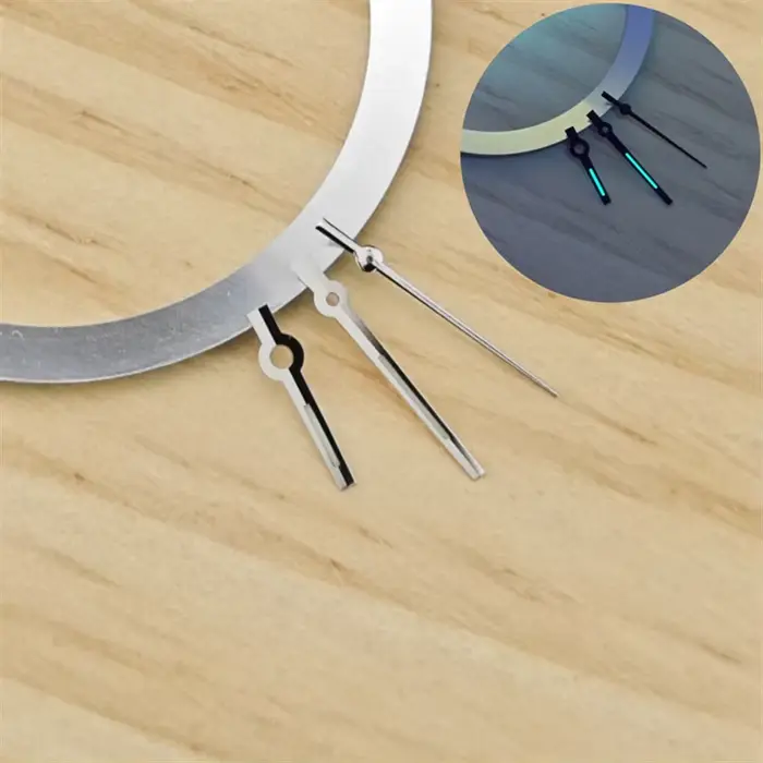 Aiguilles de montre argentées, dorées et noires, lumineuses vertes, pour cadran de 24.5mm, pour Seik
