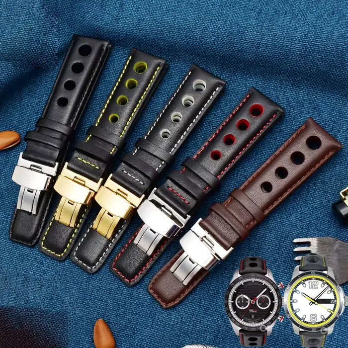 Bracelet en cuir de vache pour montres Tissot Sports Racing Series PRS516 élégant et polyvalent pour homme et femme toutes occasions