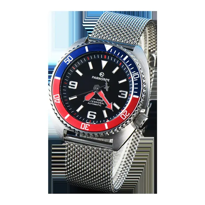 Montre rouge et bleue décontractée de luxe pour hommes