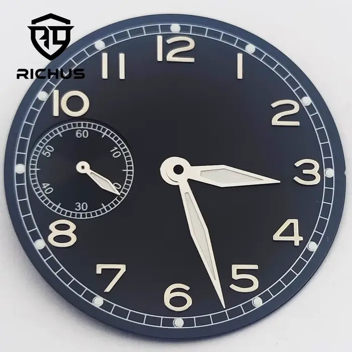 RICHUS Cadran de montre 37 mm avec aiguilles vertes lumineuses