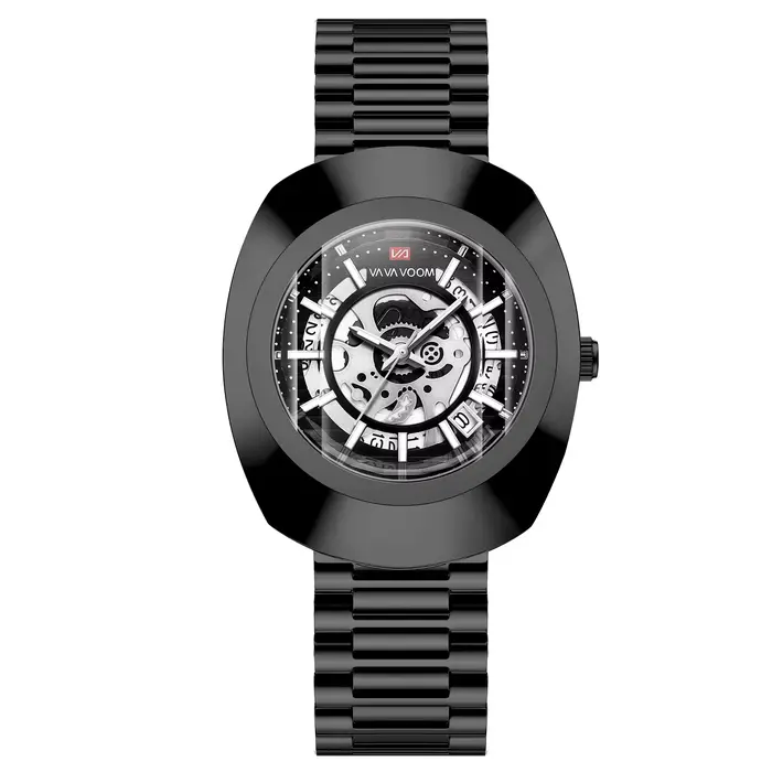 Montre VA VA VOOM 2514 en acier inoxydable avec calendrier complet et résistance à l'eau pour hommes occasions spéciales