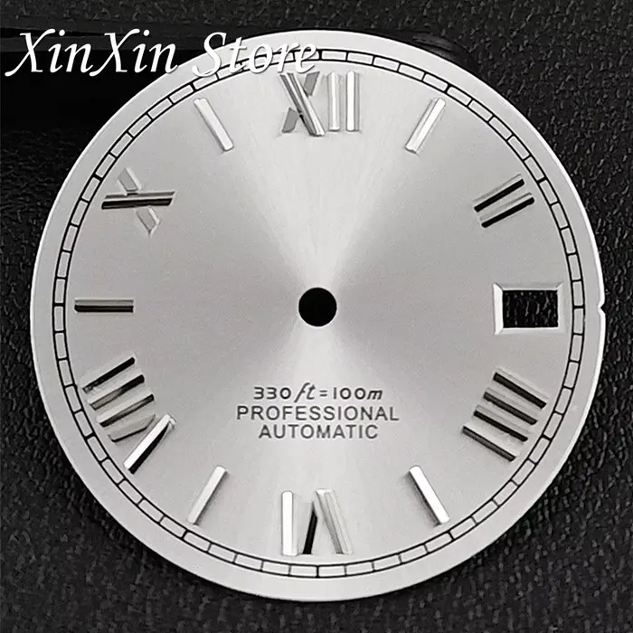 Cadran de montre Sunburst 28,5 mm NH35 avec chiffres romains et aiguilles, accessoires de montre mod