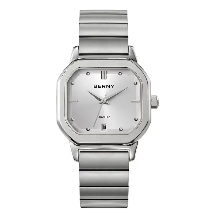 Montres BERNY pour hommes, montre à quartz carrée avec calendrier et date, mode, affaires, décontrac