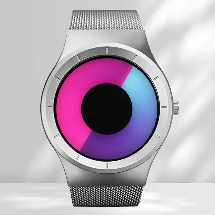Cadeau créatif montres à Quartz hommes haut à la mode marque décontracté en acier inoxydable maille bande unisexe montre horloge mâle femme Gentleman