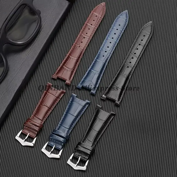 Bracelet de montre en cuir véritable pour hommes et femmes