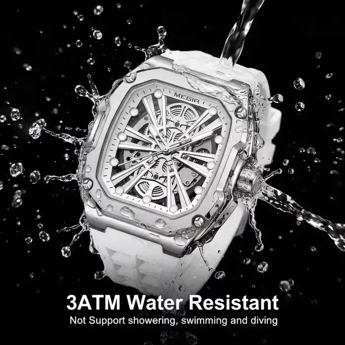 Montre mécanique Daniel Gorman Megir 8607 édition limitée homme squelette boîtier alliage bracelet silicone résistante à l'eau pour occasions spéciales